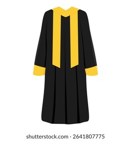 Graduation gown isolated on white background. University, collage graduation outfit. Graduation ceremony. Vector illustration