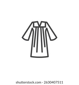 Graduation Gown line icon. linear style sign for mobile concept and web design. Academic graduation robe outline vector icon. Symbol, logo illustration. Vector graphics