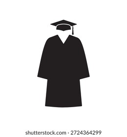 Vestido de graduação silhueta vetor plano ilustração design em fundo branco