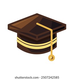 Vestido de graduación. Icono de HD de colores simples. Estilo de diseño plano. Adecuado para Panfletos, graduaciones, éxito. Plantilla de diseño de Vector