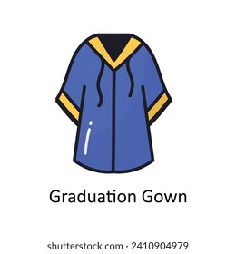 Graduation Gängige Vektorgrafik gefüllt Umriss doodle Design Illustration. Symbol auf weißem Hintergrund EPS10-Datei