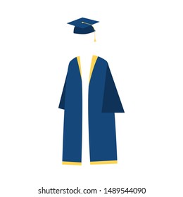 Graduation gown vector illustration with hat