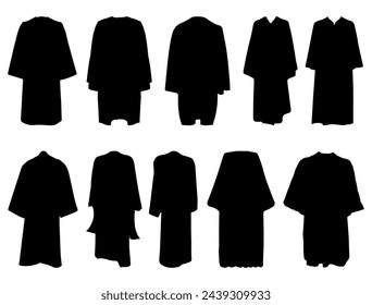 Graduation gowns silhouette vector art white background