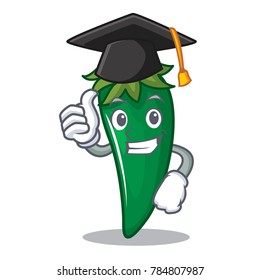 Graduation green chili character cartoon