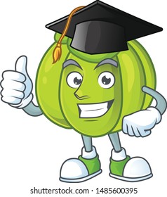 Graduation green pumpkin isolated on white background