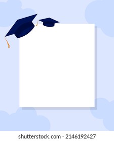 Graduation Greeting Card Isolated on Blue Cloud Background Design EPS10 great to be used to celebrate graduation or end of school or last day or school as a note