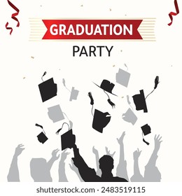 Graduation Greeting Card Vector Design. Congratulations Graduates Modern Grad template with gold and black colors   graduation cap Used for decoration, advertising design, websites or publications, 