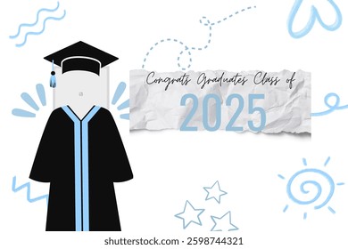 Graduation greeting vector template design.