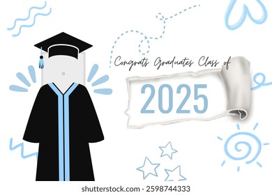 Graduation greeting vector template design.