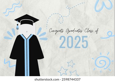 Graduation greeting vector template design.