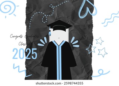 Graduation greeting vector template design.