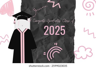 Graduation greeting vector template design.