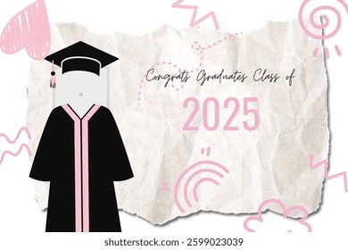 Graduation greeting vector template design.