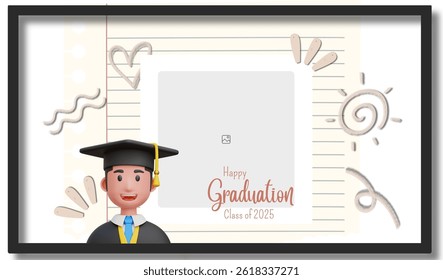 Graduation greeting vector template design. Photo grid design.