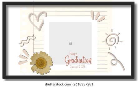 Graduation greeting vector template design. Photo grid design.