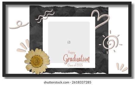Graduation greeting vector template design. Photo grid design.