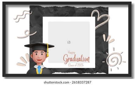 Graduation greeting vector template design. Photo grid design.