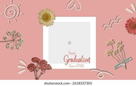 Graduation greeting vector template design. Photo grid design.