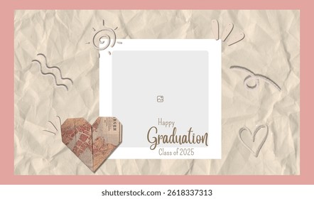 Graduation greeting vector template design. Photo grid design.