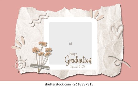 Graduation greeting vector template design. Photo grid design.
