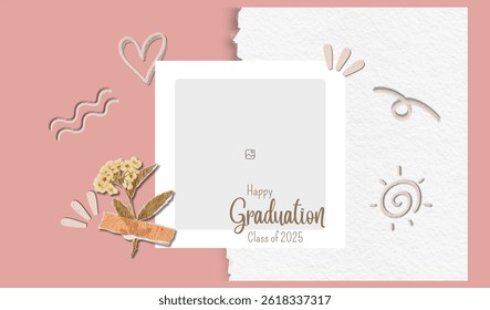 Graduation greeting vector template design. Photo grid design.