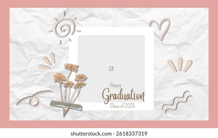 Graduation greeting vector template design. Photo grid design.