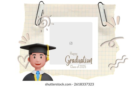 Graduation greeting vector template design. Photo grid design.