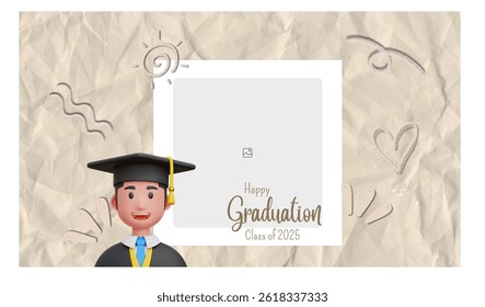 Graduation greeting vector template design. Photo grid design.