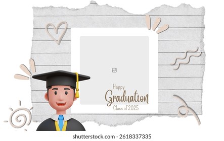 Graduation greeting vector template design. Photo grid design.