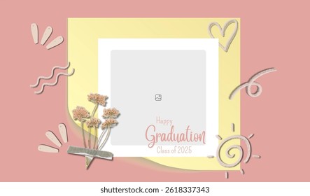 Graduation greeting vector template design. Photo grid design.
