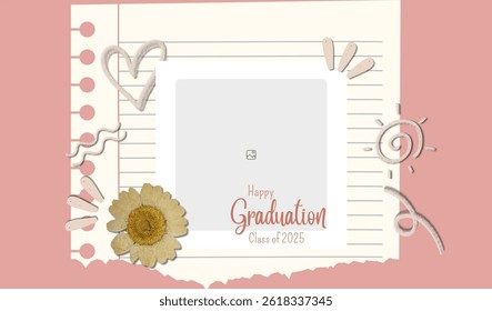 Graduation greeting vector template design. Photo grid design.