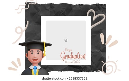 Graduation greeting vector template design. Photo grid design.