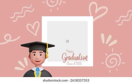 Graduation greeting vector template design. Photo grid design.