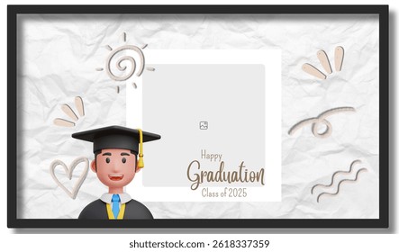 Graduation greeting vector template design. Photo grid design.