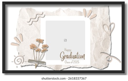Graduation greeting vector template design. Photo grid design.