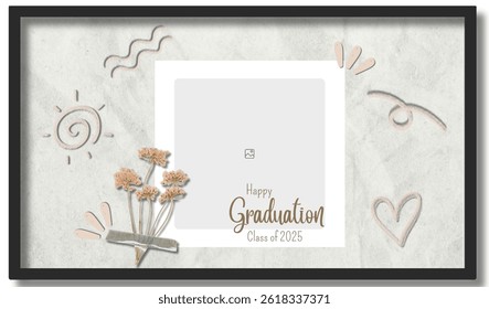 Graduation greeting vector template design. Photo grid design.