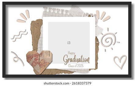 Graduation greeting vector template design. Photo grid design.