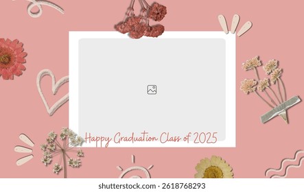Graduation greeting vector template design. Photo grid design.