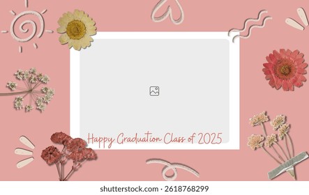 Graduation greeting vector template design. Photo grid design.