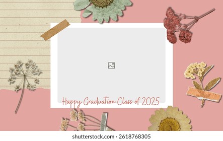 Graduation greeting vector template design. Photo grid design.