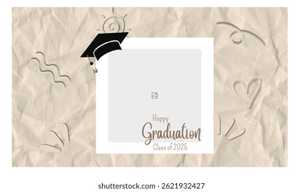 Graduation greeting vector template design. Photo grid design.