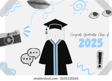 Graduation greeting vector template design.