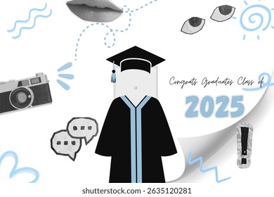 Graduation greeting vector template design.