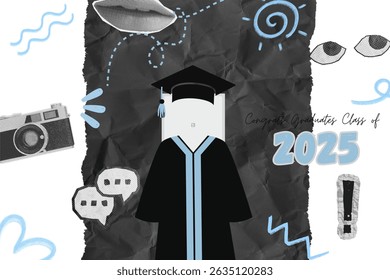Graduation greeting vector template design.