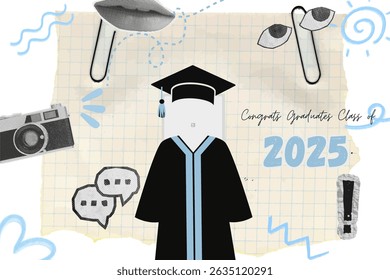 Graduation greeting vector template design.