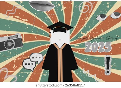 Graduation greeting vector template design.