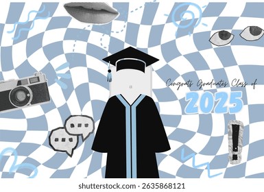 Graduation greeting vector template design.