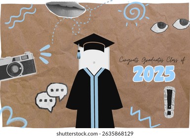 Graduation greeting vector template design.