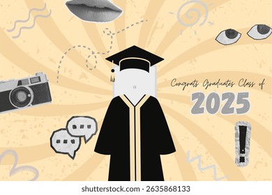 Graduation greeting vector template design.