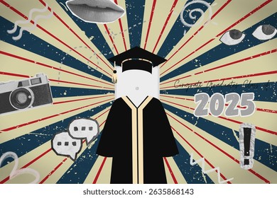 Graduation greeting vector template design.